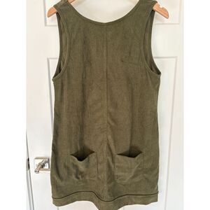 Women’s Army Green Corduroy Mini Dress Overall Pinafore Size S New